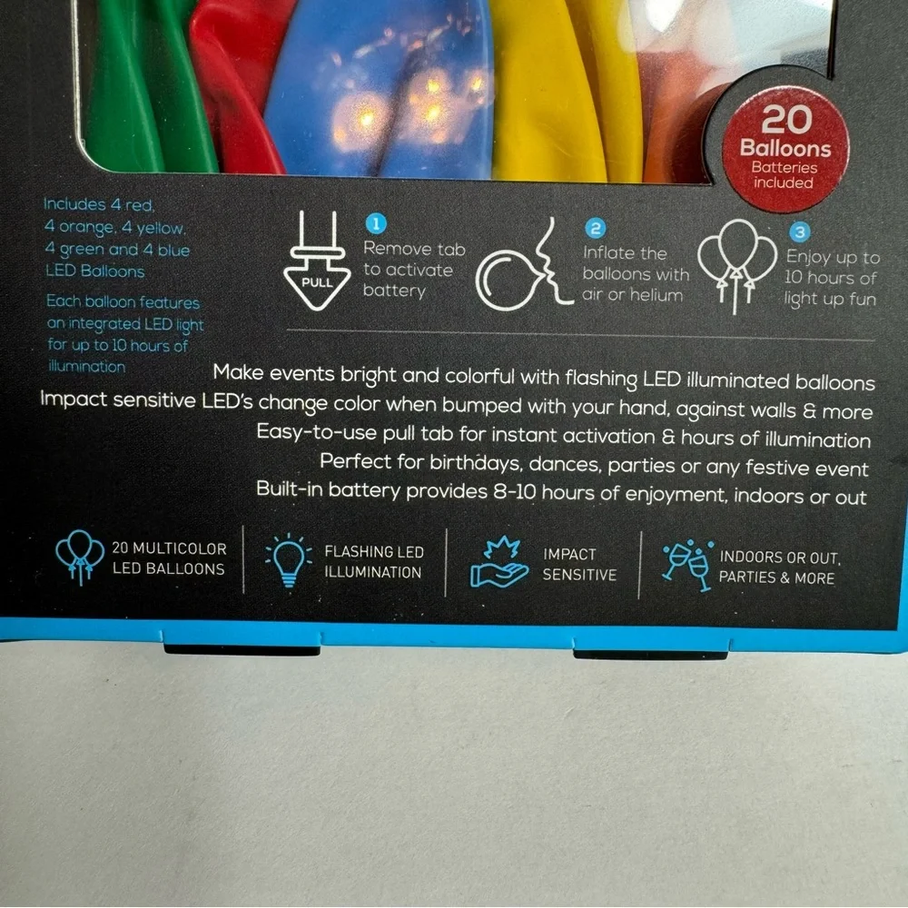 NWT. SMARTGEAR ~ 20 PIECE LIGHT UP LED BALLOONS